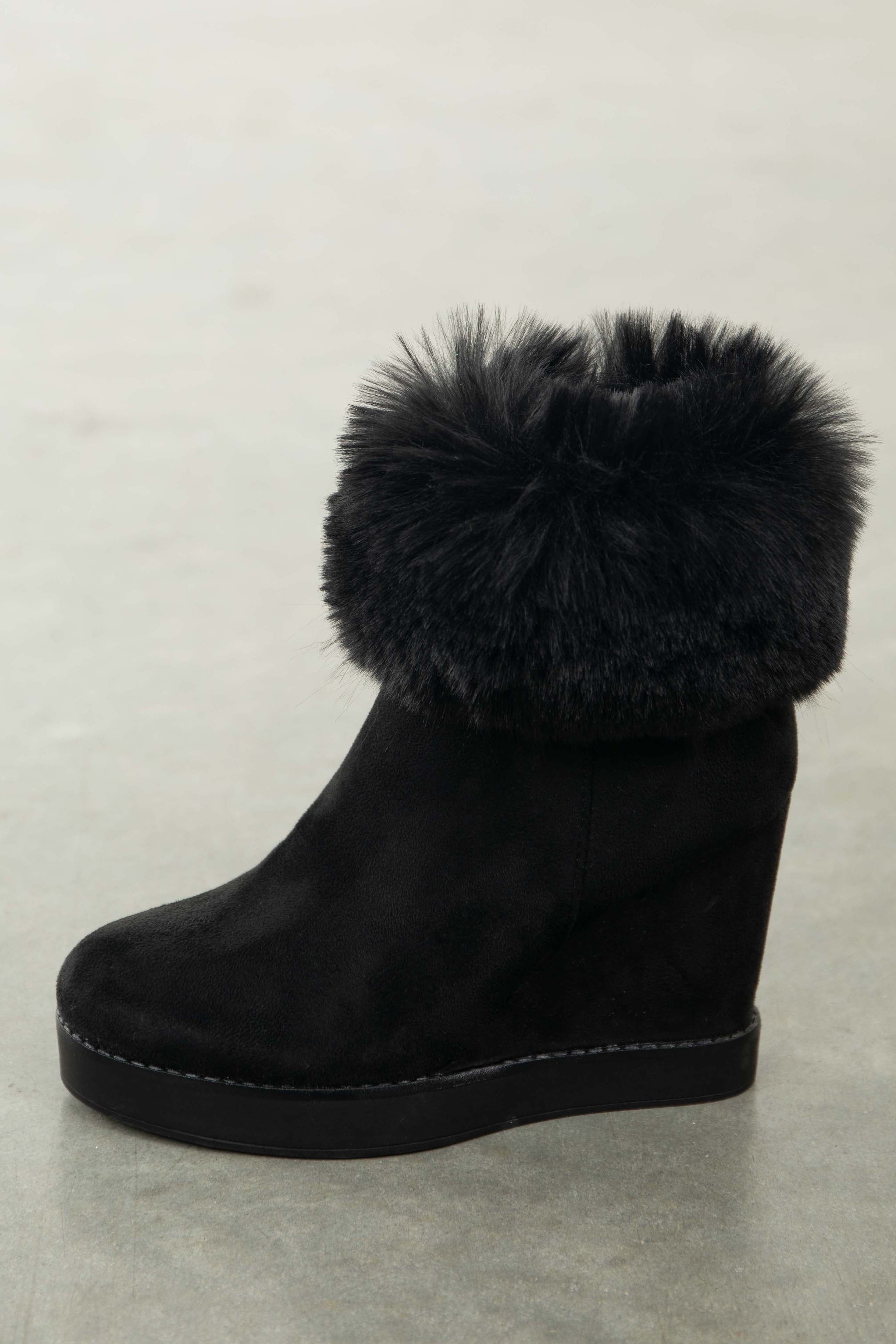 Wedge booties sales with fur