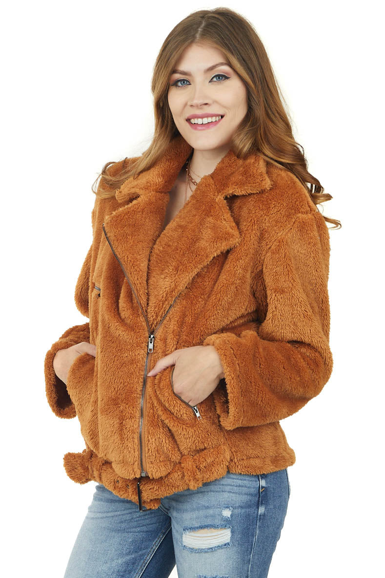 Caramel faux outlet fur coat