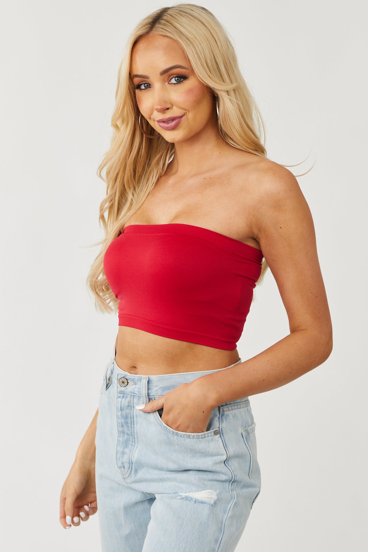 Cherry Solid Stretchy Knit Bandeau