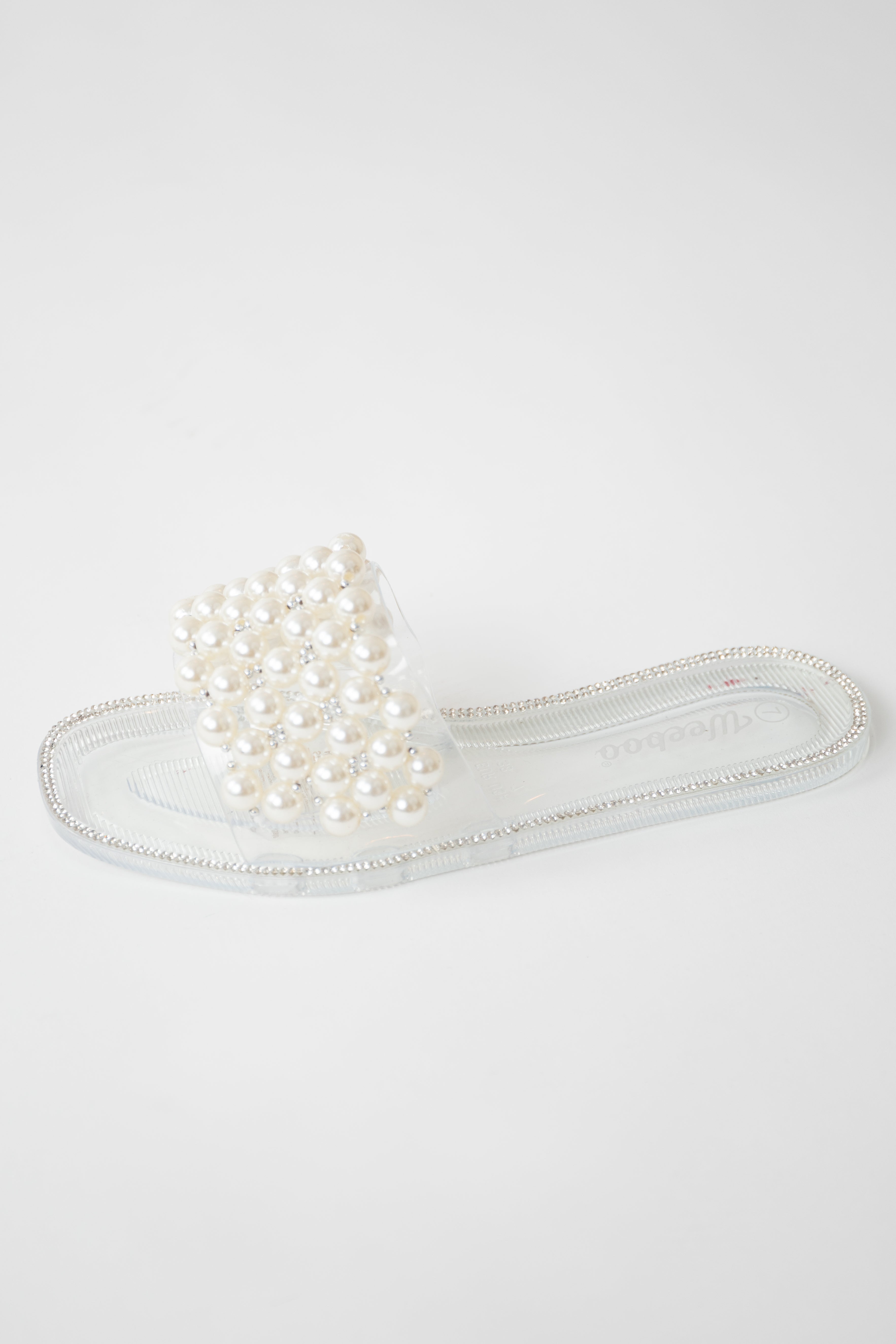 Clear Pearl Strap Slip On Jelly Sandals Lime Lush