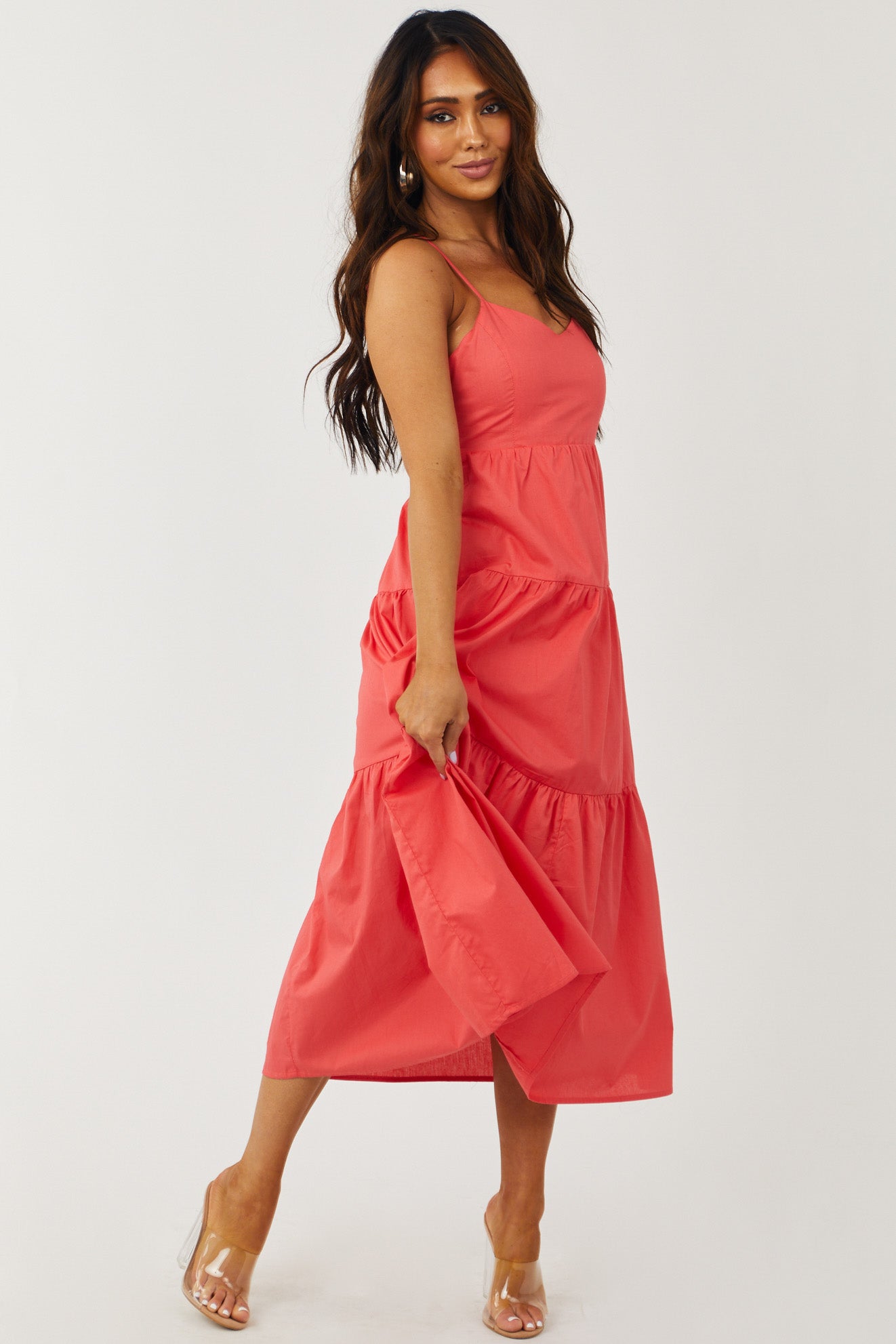 Coral High Low Dress