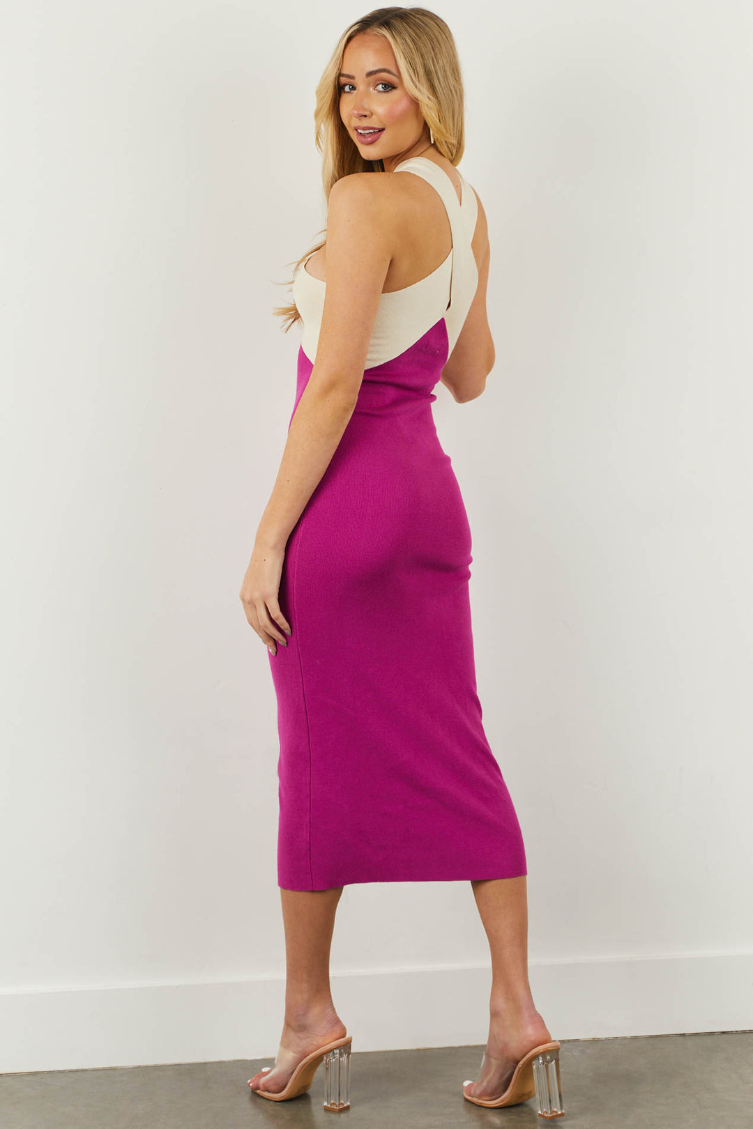 Fuchsia Accent Sporty Knit Dress - Women - Ready-to-Wear