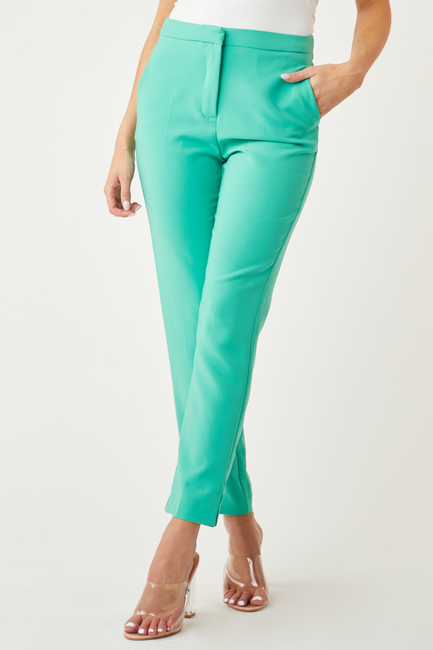 Jade Slit Straight Leg Woven Pants