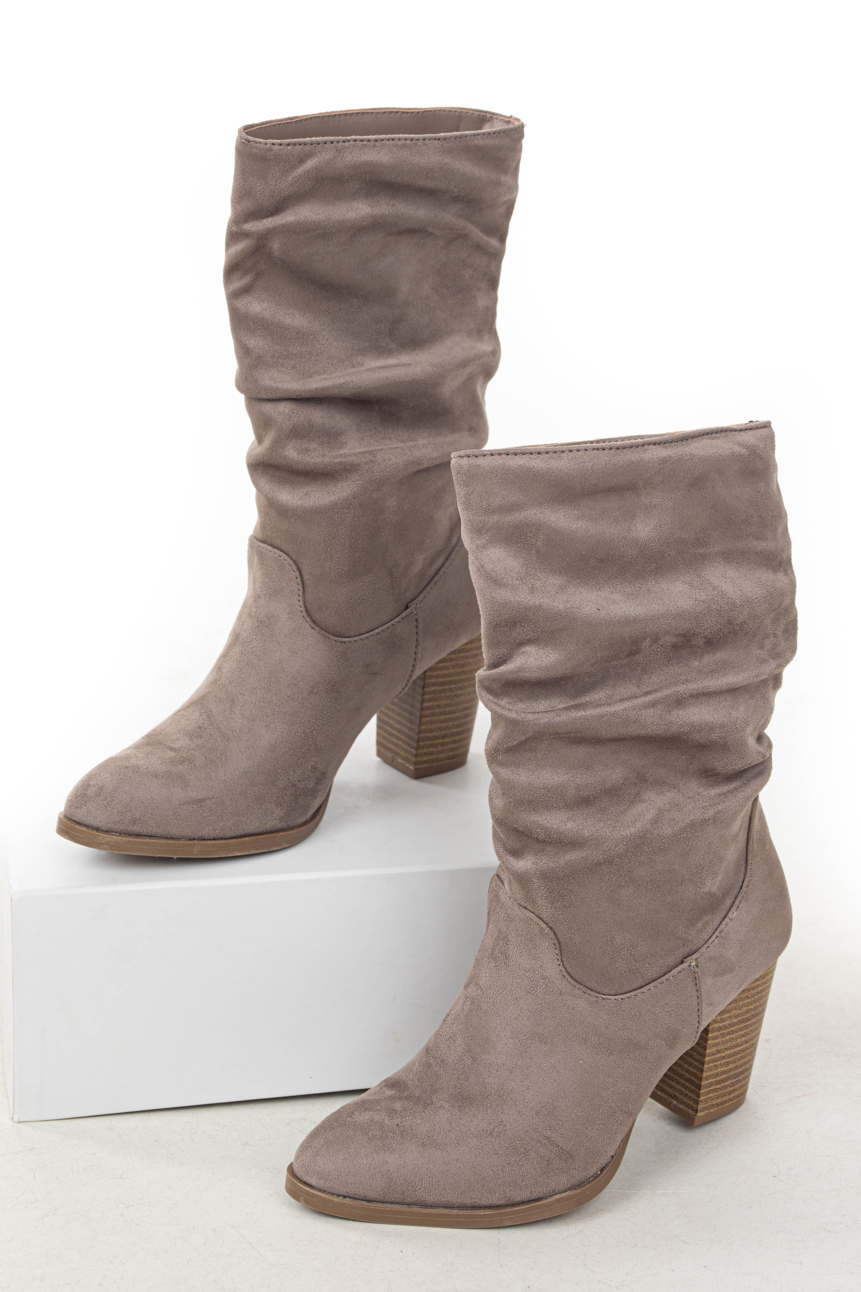 Taupe suede clearance slouch boots