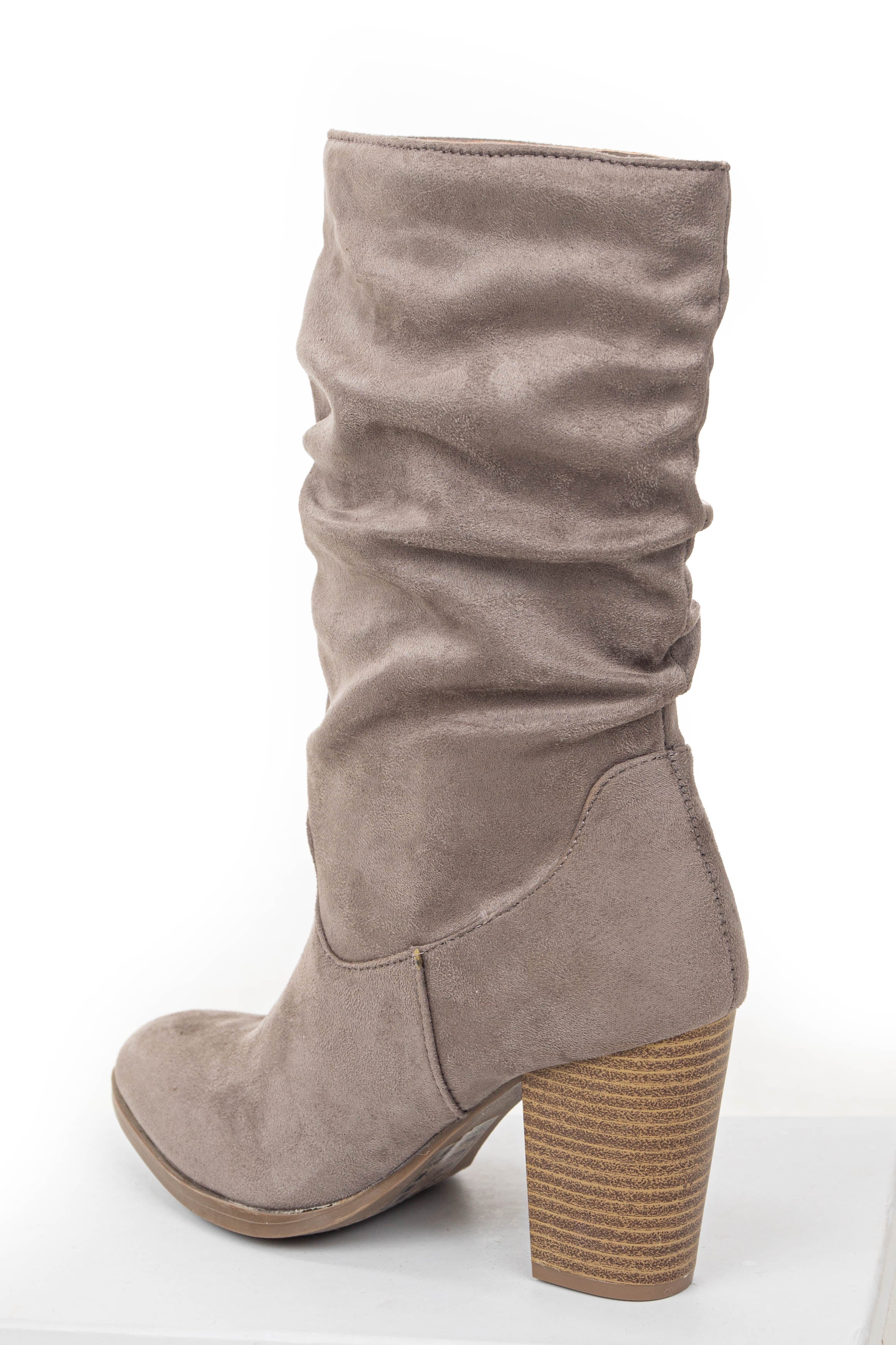 Taupe suede best sale slouch boots