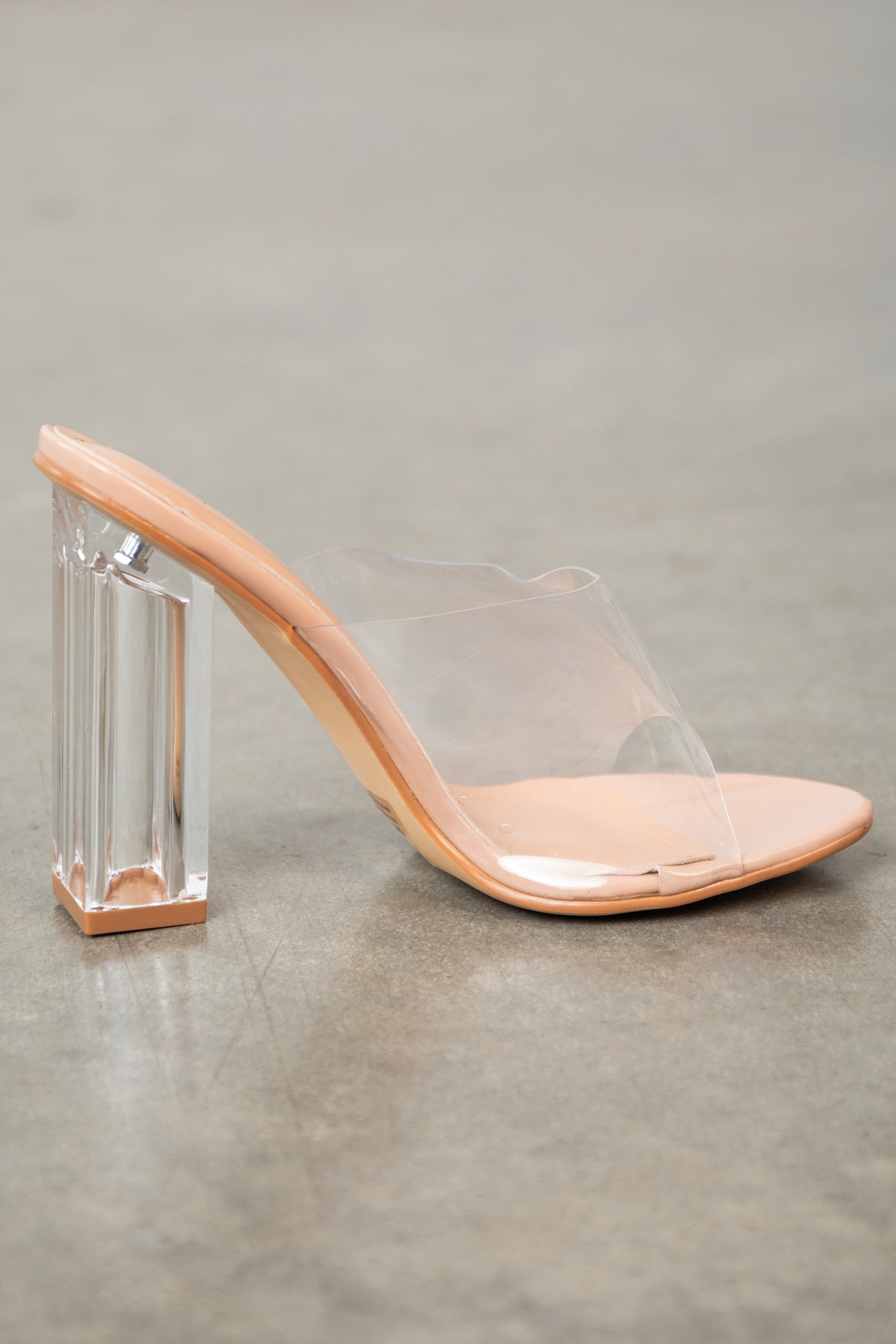 Nude Transparent Strap Lucite High Heels Lime Lush Boutique