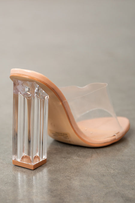 Nude Transparent Strap Lucite High Heels