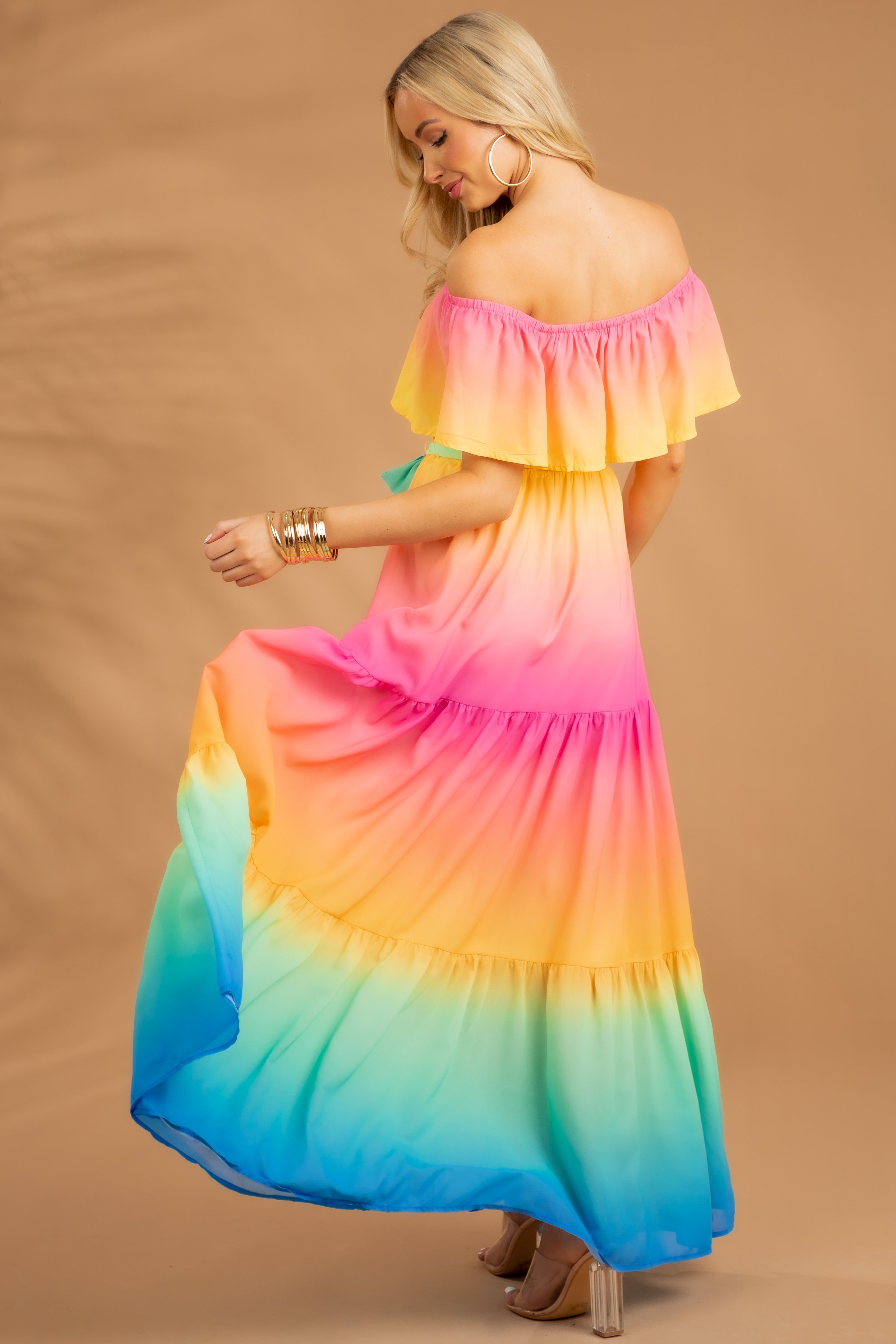 Rainbow ombre maxi on sale dress