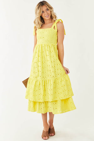 Sunshine Lace Sleeveless Layered Midi Dress