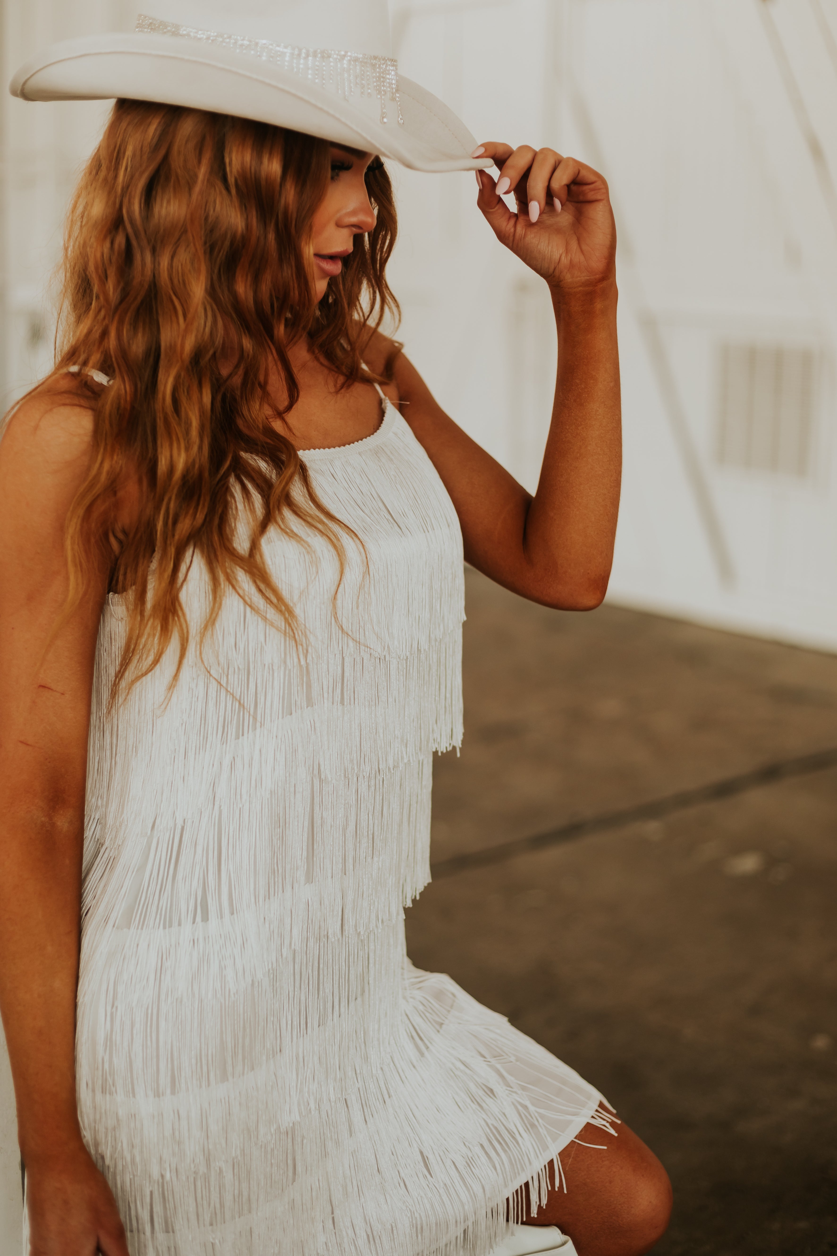 Short White Fringe Dress