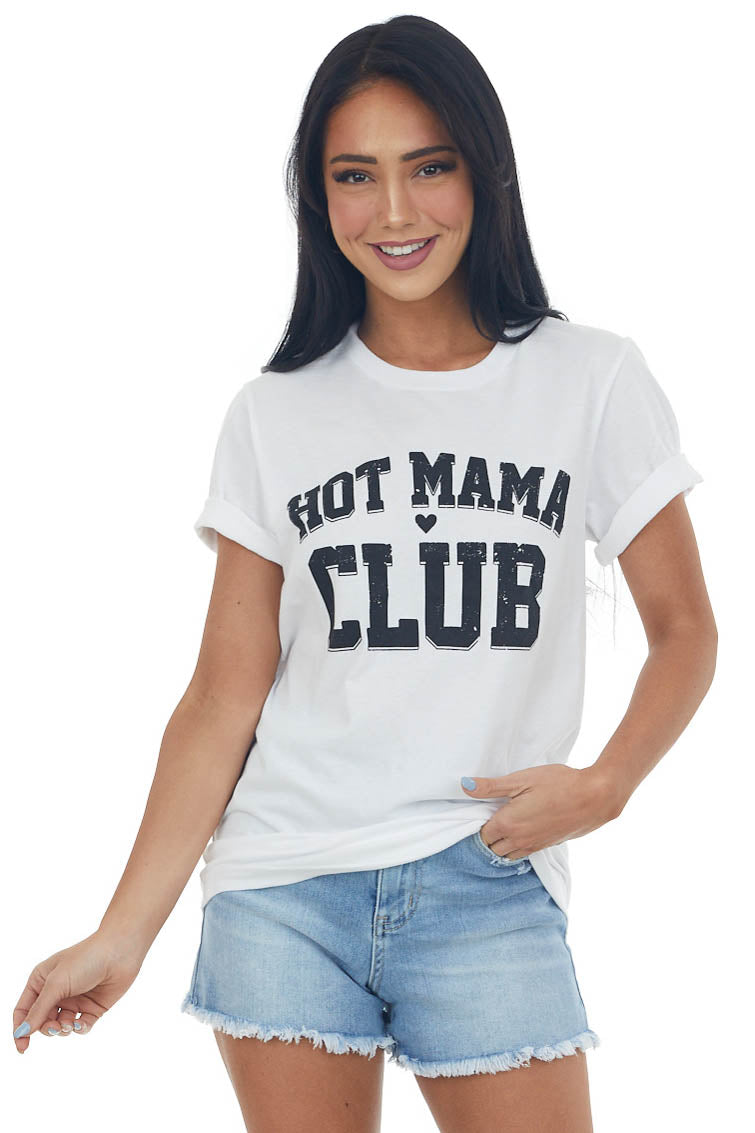 White 'Hot Mama Club' Graphic Tee Shirt | Lime Lush