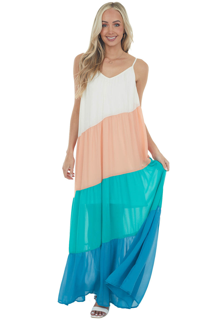 Colorblock Chiffon Dress