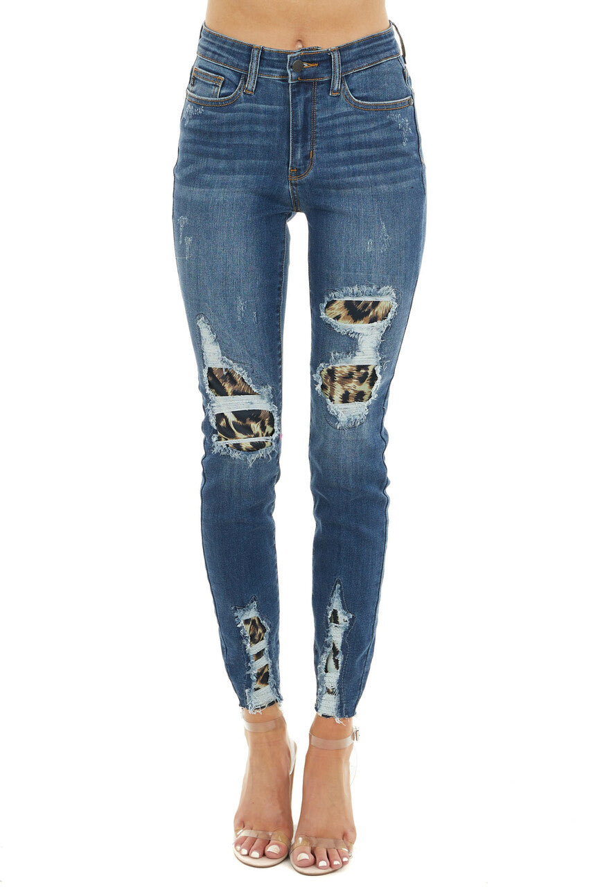 Judy Blue Leopard Print Mid Rise Skinny Jeans