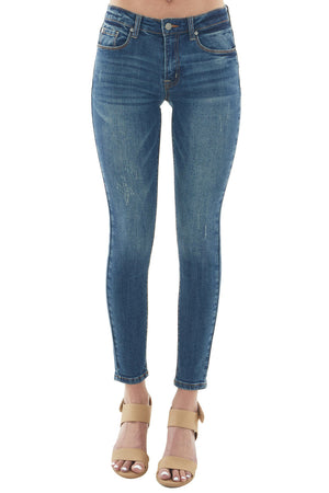 Medium Wash Mid Rise Ankle Skinny Jeans