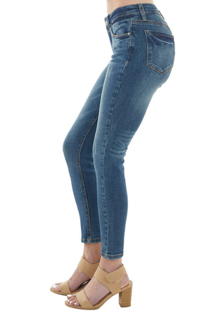 Medium Wash Mid Rise Ankle Skinny Jeans